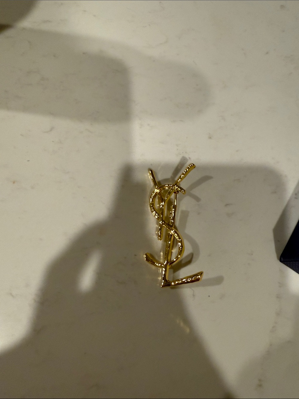Yves Saint Laurent Gold-tone Interlocking YSL Brooch